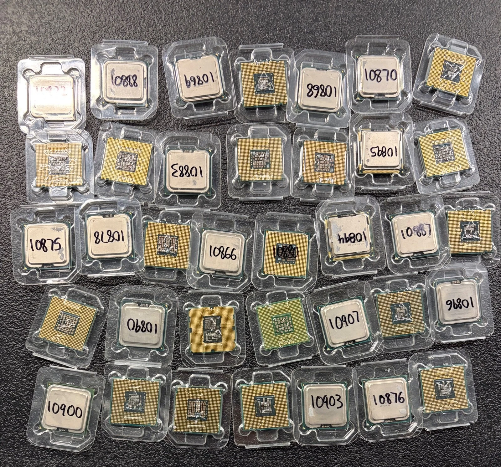 LOT OF 36 ASSORTED CPU PROCESSOR CHIPS INTEL, PREOWNED LOT OF 36 ASSORTED CPU PROCESSOR CHIPS INTEL, PREOWNED
